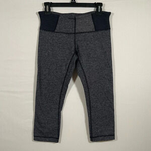 LULULEMON Wunder Under Crop Leggings Size 8 Heathered Herringbone EUC